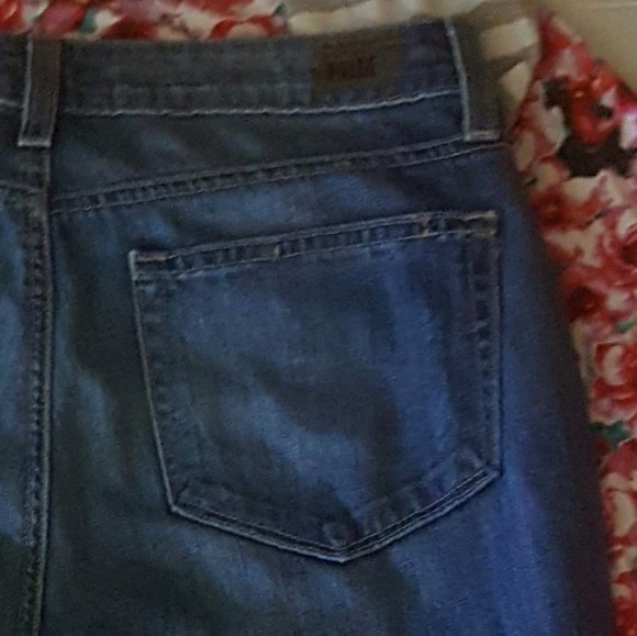 🍬PAIGE🍬 Distressed Patched Skinny Blue Jeans - Picture 6 of 8